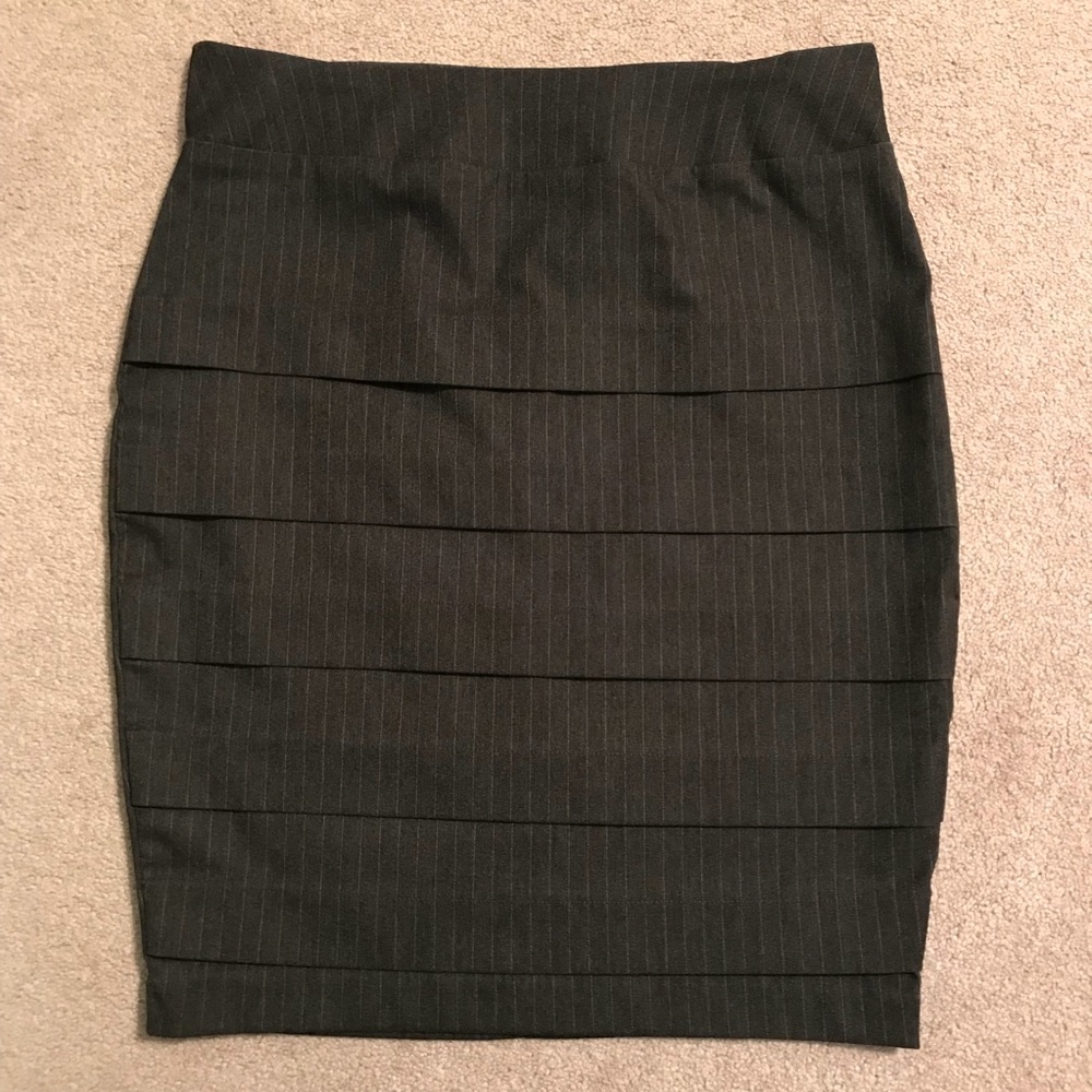 Dark Grey Pinstripe Pencil Skirt